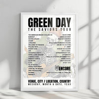 Green Day Setlist Poster - Oracle Park, San Francisco - September 20th, 2024