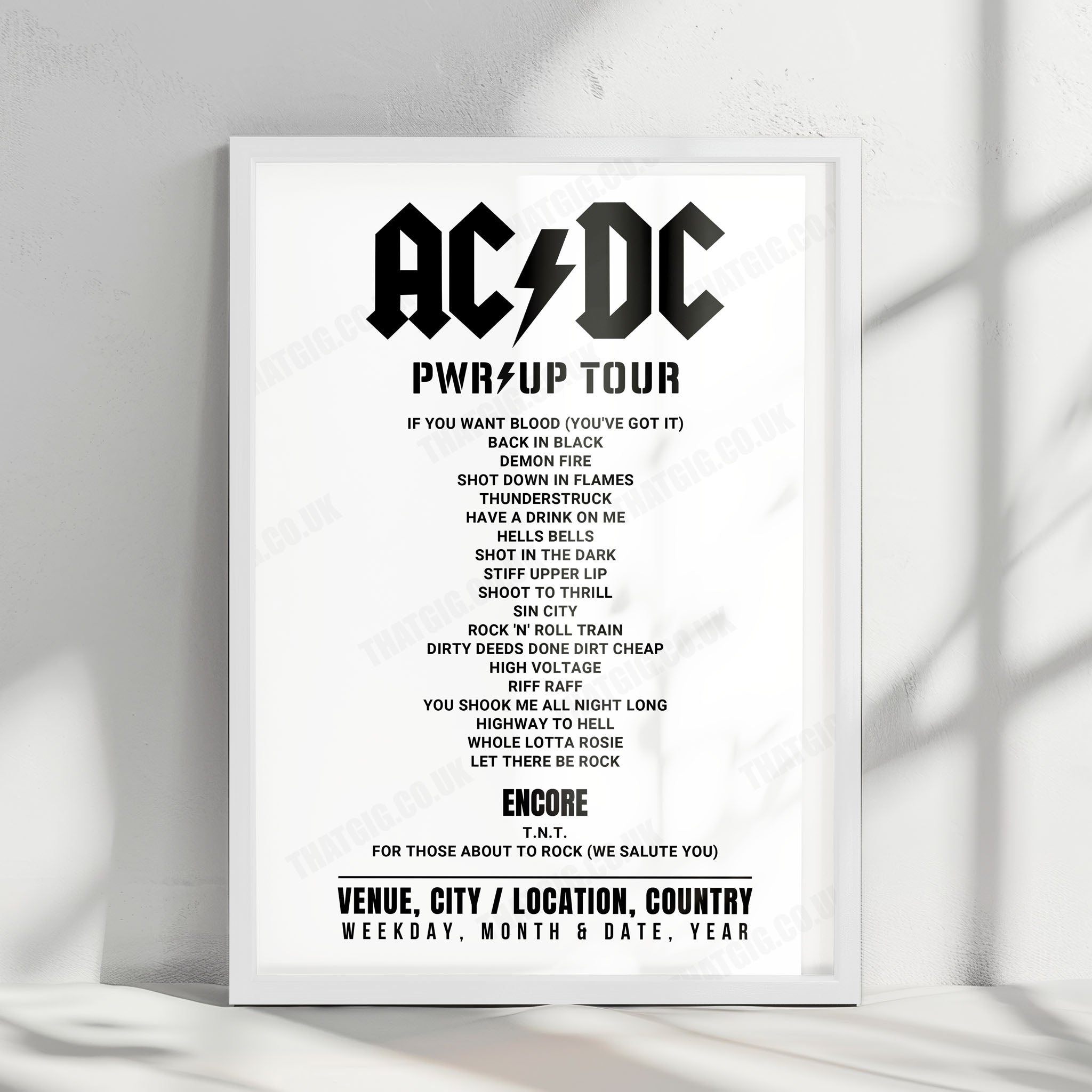 AC/DC Setlist Poster - Messegelände, Hanover - July 31st, 2024