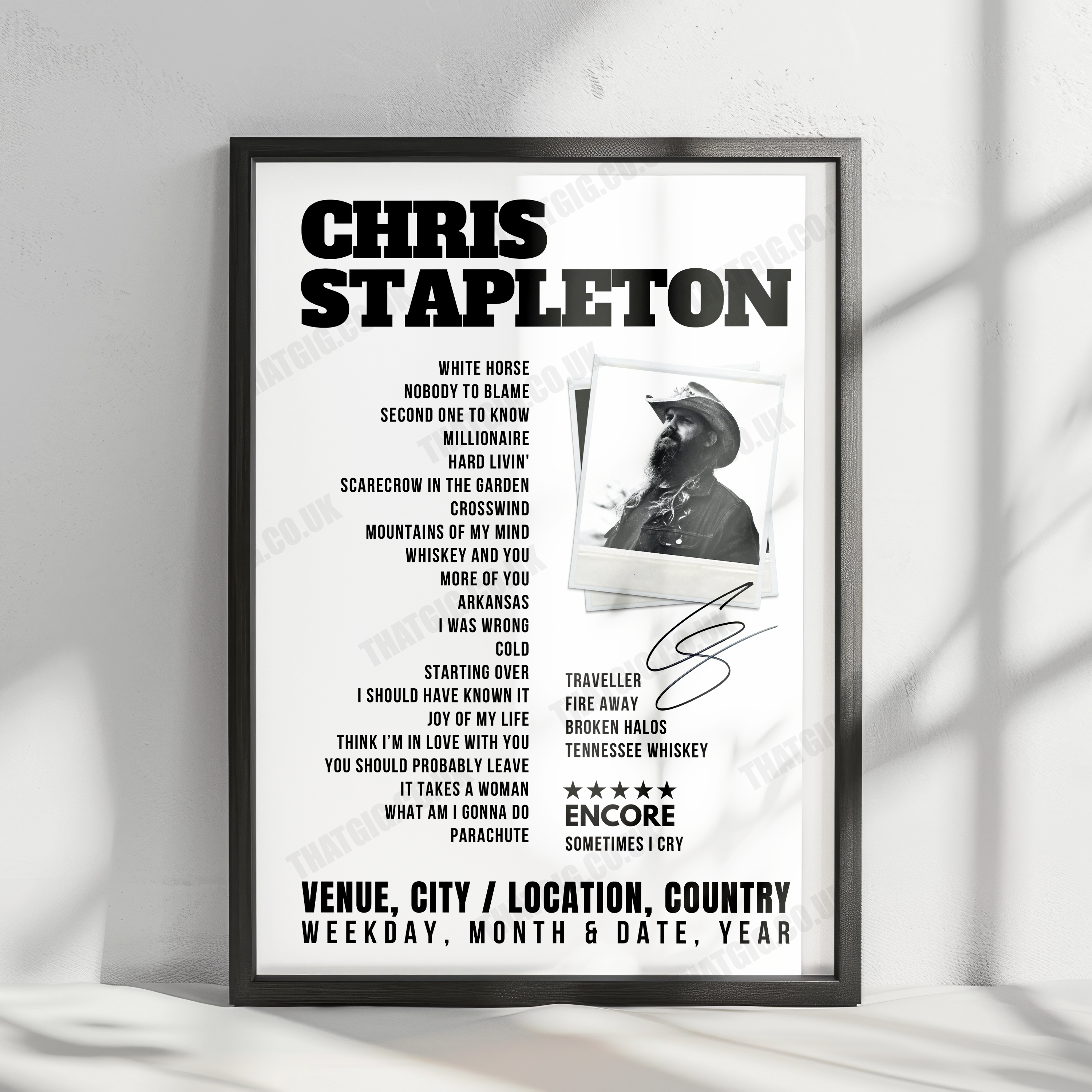 Chris Stapleton Setlist Poster - Van Andel Arena, Grand Rapids - June 12th, 2025