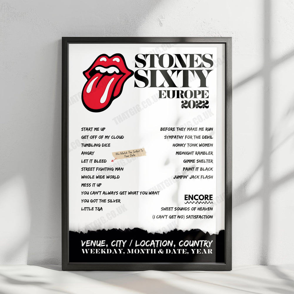 The Rolling Stones Setlist Poster - Olympiastadion, Munich, Germany - June 5th, 2022