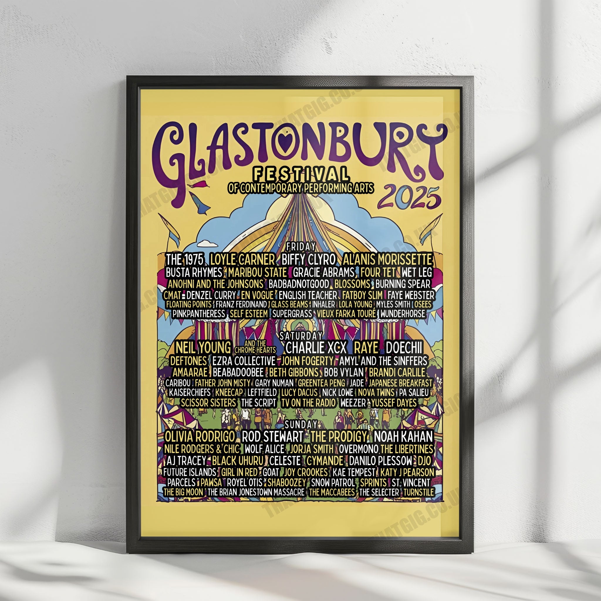 Glastonbury 2025 Worthy Farm Line-up Poster - Full 3-Day Festival Edition
