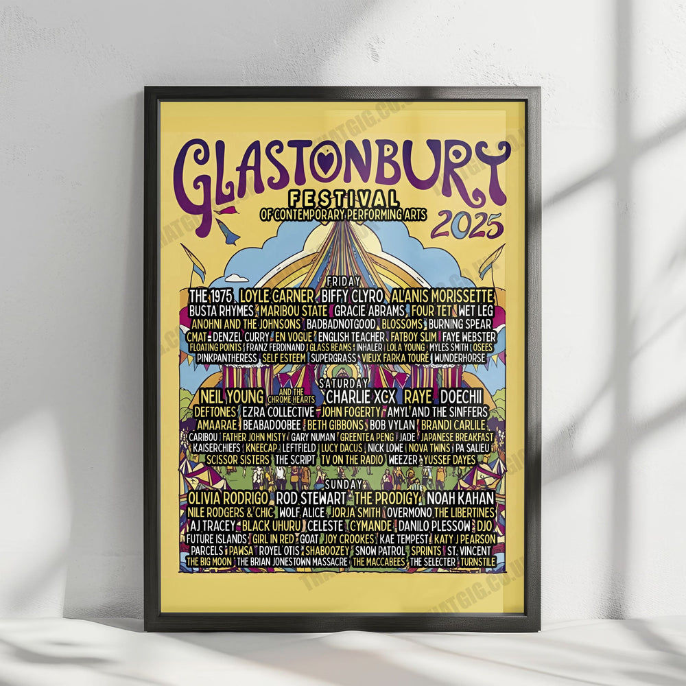 Glastonbury 2025 Worthy Farm Line-up Poster - Full 3-Day Festival Edition