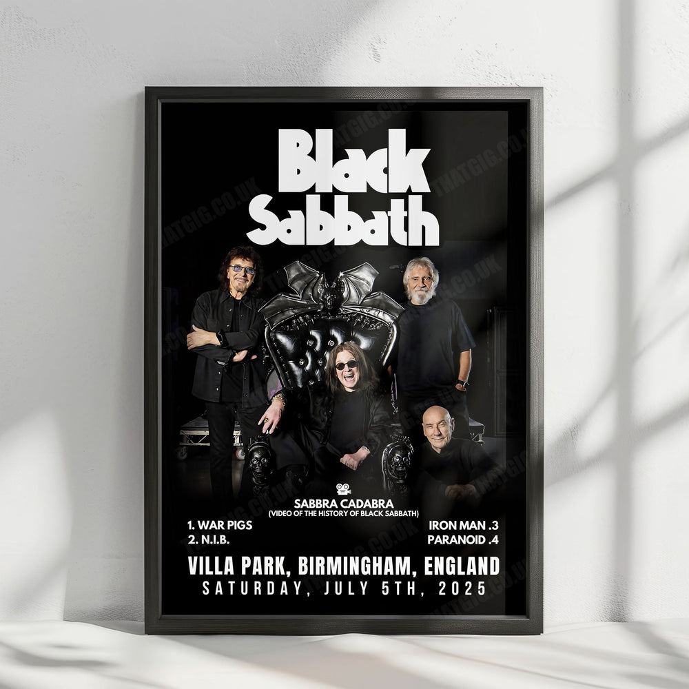 Black Sabbath Setlist Poster - Back to the Beginning - Villa Park, Birmingham - July 5th, 2025