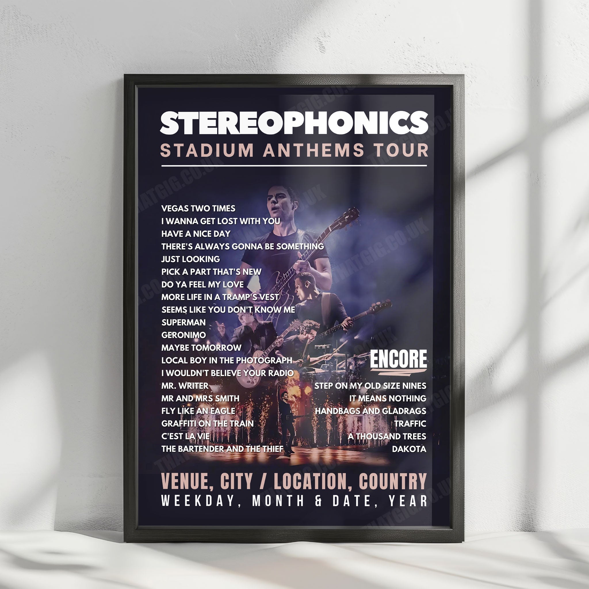 Stereophonics Setlist Poster - Principality Stadium, Cardiff - July 12th, 2025