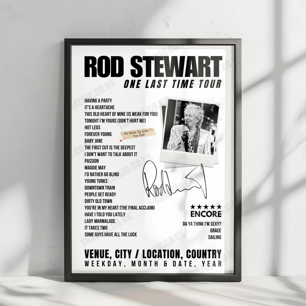 Rod Stewart Setlist Poster - FireAid Benefit Concert - January 30th, 2025