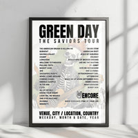 Green Day Setlist Poster - American Family Field, Milwaukee - August 24th, 2024
