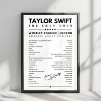 Taylor Swift Setlist Poster - Wembley, London - 15th August 2024