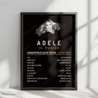 Adele Setlist Poster - Sonderfreifläche Messe, Munich - August 16th, 2024