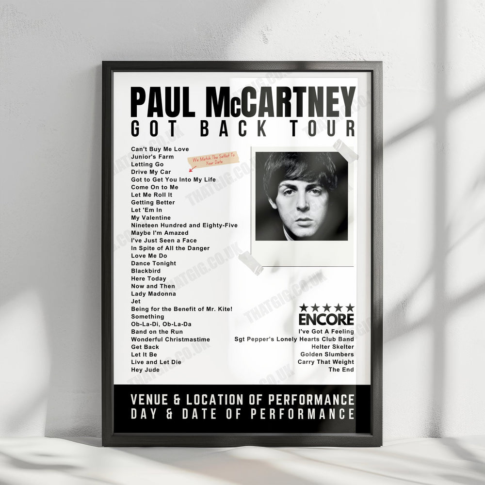 Paul McCartney Setlist Poster - The Palace of Auburn Hills, Auburn Hills, MI - February 2nd, 1990