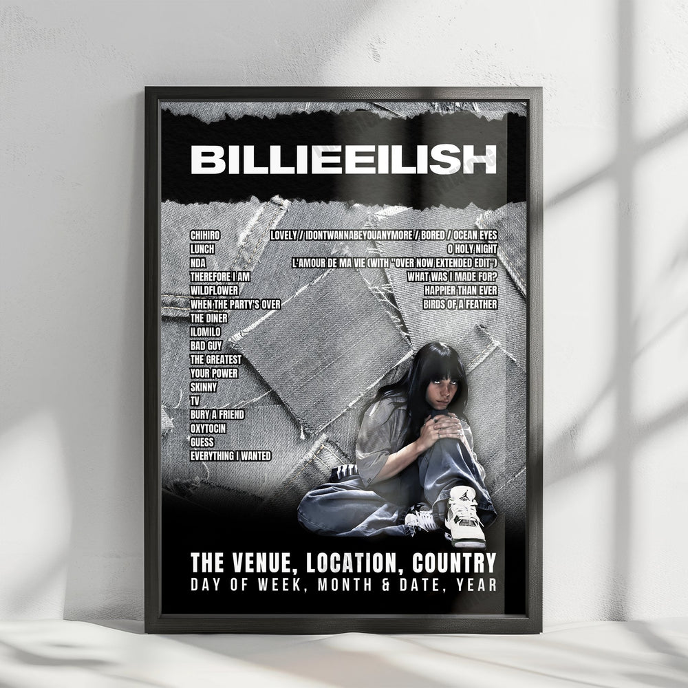 Billie Eilish Setlist Poster - T-Mobile Center, Kansas City - November 16th, 2024