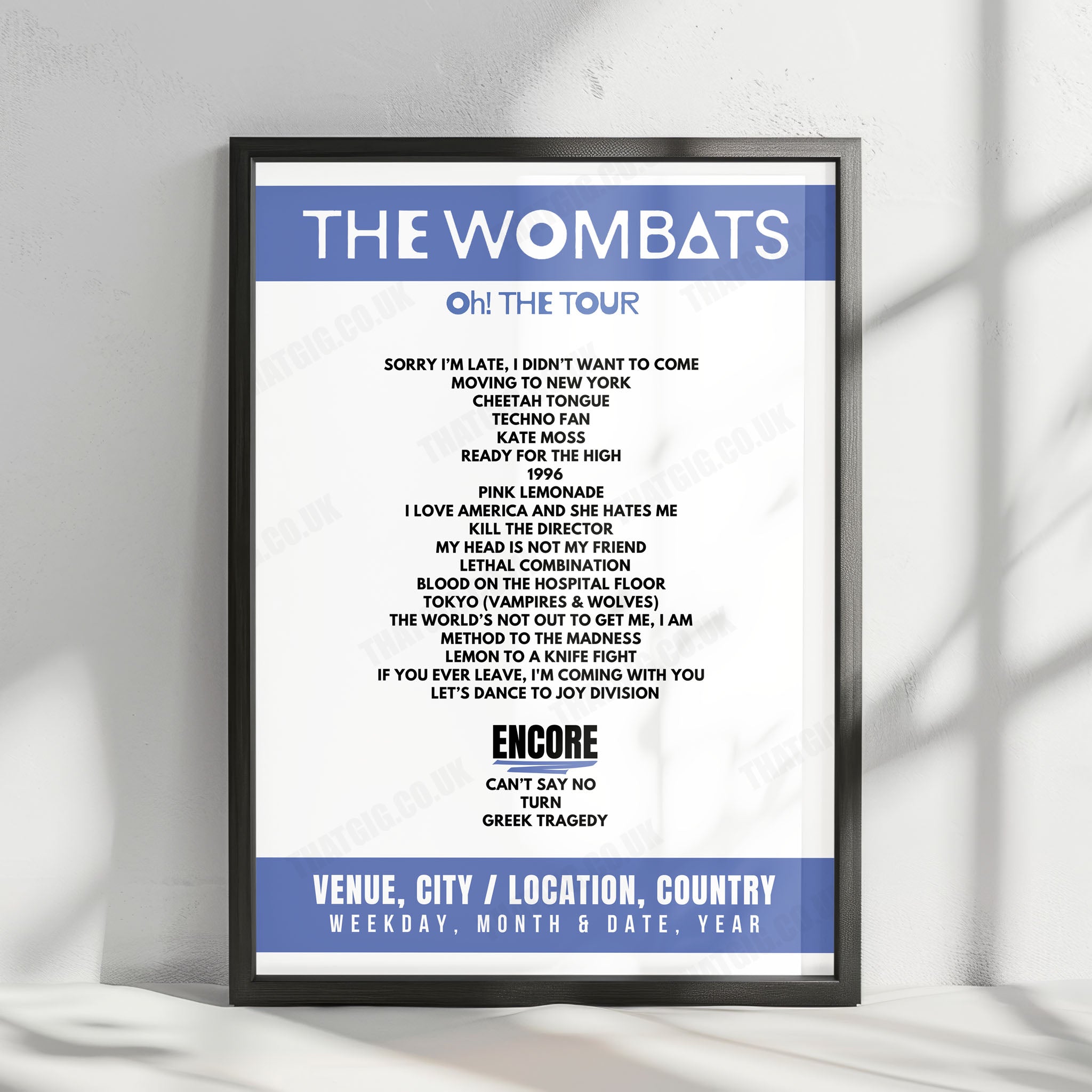 The Wombats Setlist Poster - Sefton Park, Liverpool - May 23rd, 2025