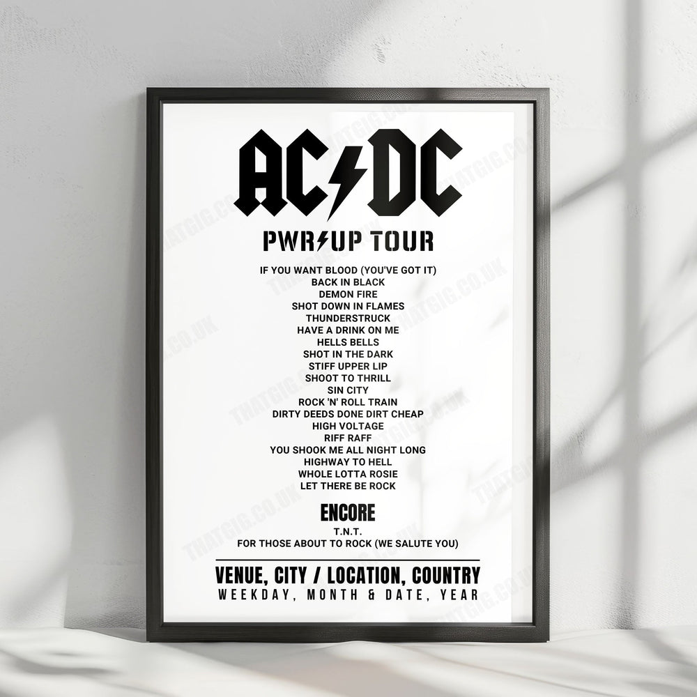 AC/DC Setlist Poster - Rinne (Festwiese Ostragehege), Dresden - June 16th, 2024