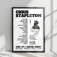 Chris Stapleton Setlist Poster - MGM Music Hall at Fenway, Boston - September 1st, 2022
