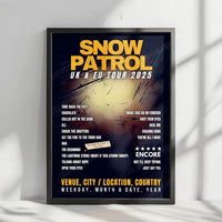 Snow Patrol Setlist Poster - The OVO Hydro, Glasgow, Scotland - February 21st, 2025