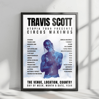 Travis Scott Setlist Poster - PNC Arena, Raleigh - October 13th, 2023