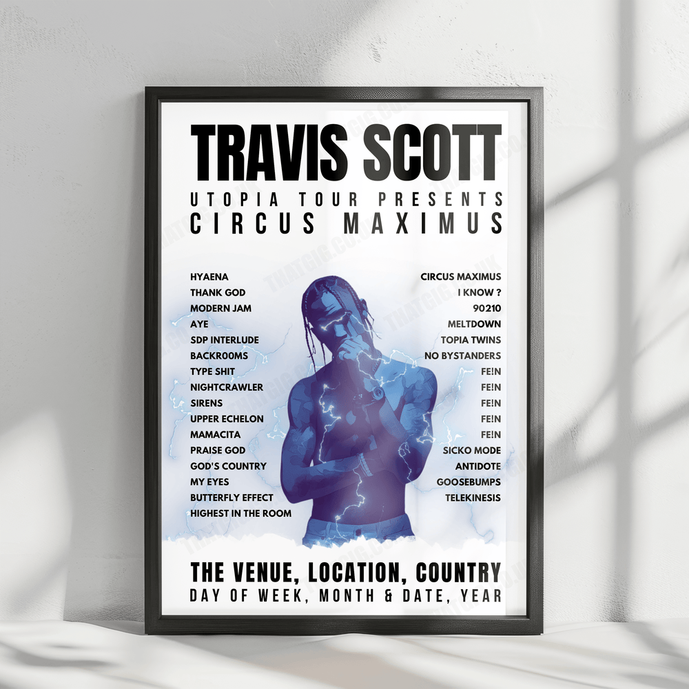 Travis Scott Setlist Poster - Coliseo José Miguel Agrelot, San Juan - September 18th, 2024