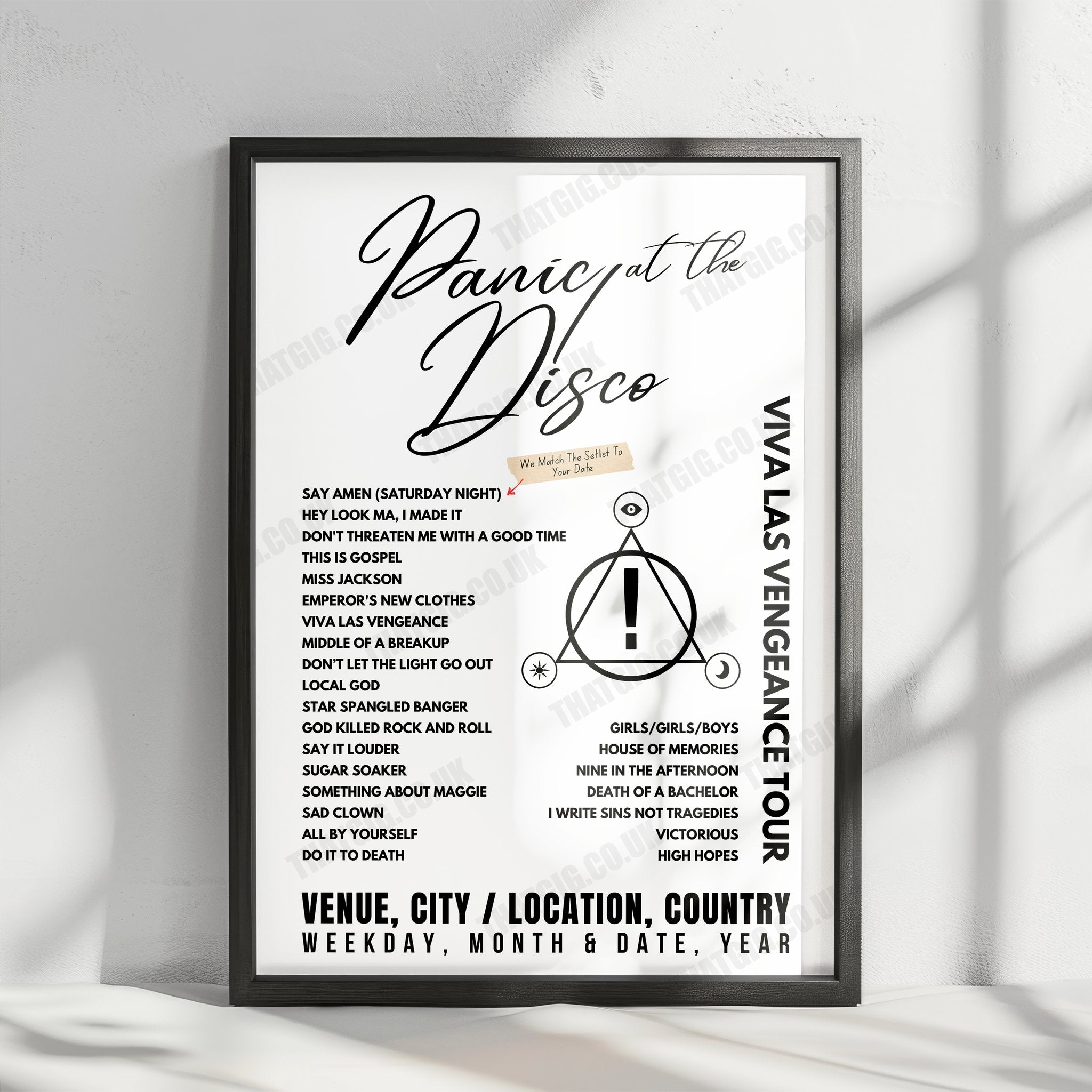 Panic! at the Disco Setlist Poster - The O2 Arena, London - March 6th, 2023