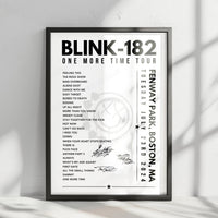 Blink-182 Setlist Poster - Fenway Park, Boston, USA - July 23rd, 2024