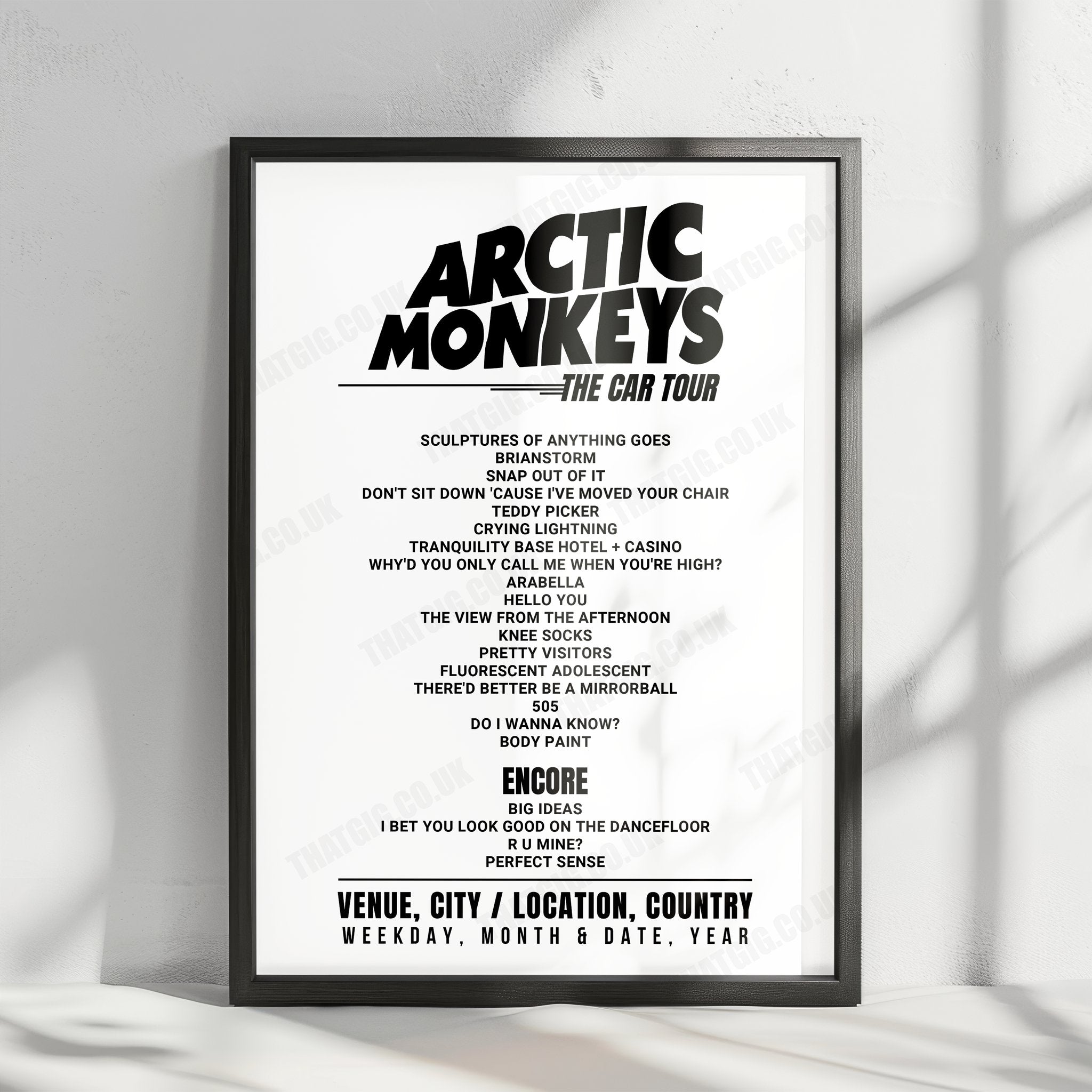 Arctic Monkeys Setlist Poster - Pacific Coliseum, Vancouver - September 23rd, 2023