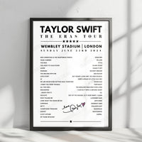Taylor Swift Setlist Poster - Wembley Stadium, London, June 23rd 2024