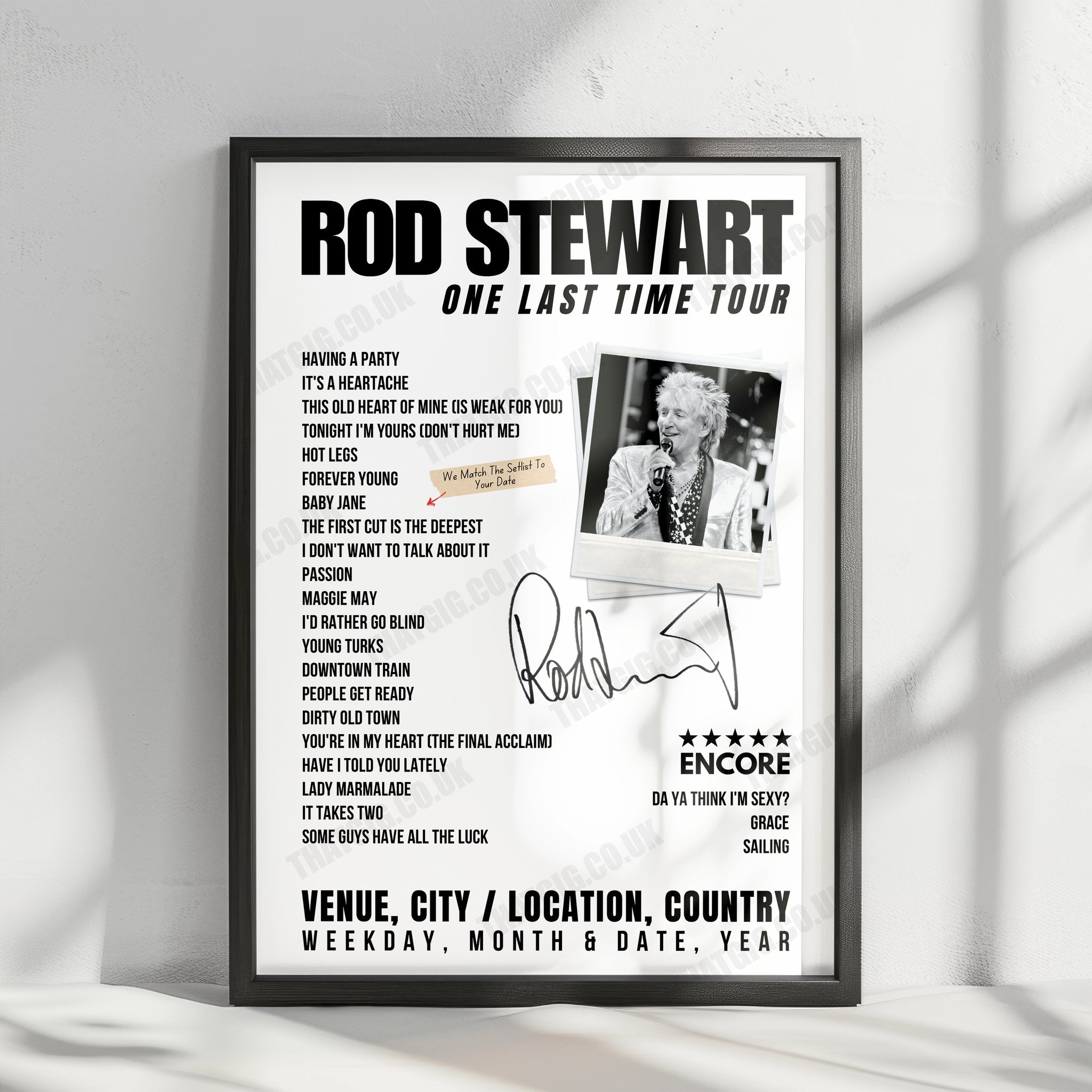 Rod Stewart Setlist Poster - Coliseum da Coruña A Coruña - December 15th, 2024