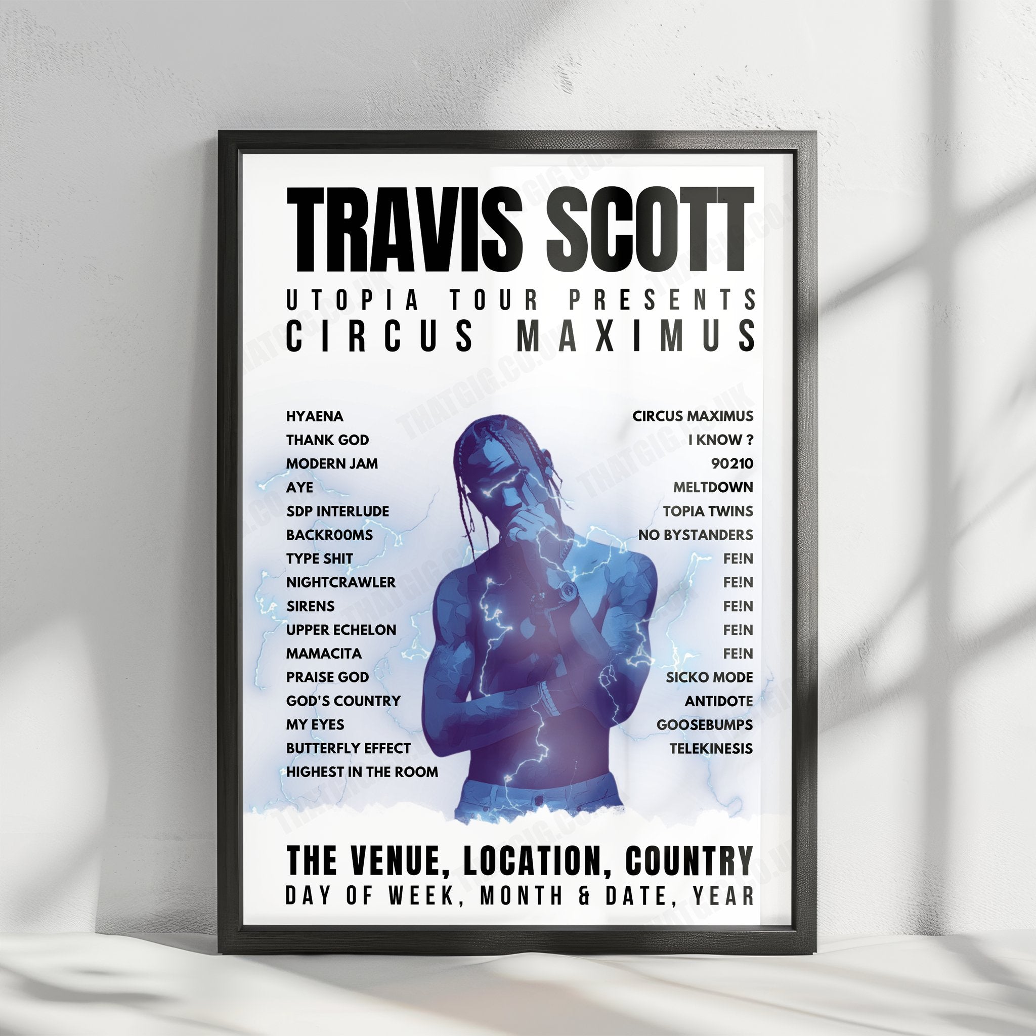 Travis Scott Setlist Poster - MGM Grand Garden Arena, Las Vegas - October 29th, 2023