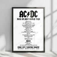 AC/DC Setlist Poster - Quicken Loans Arena, Cleveland - September 6th, 2016