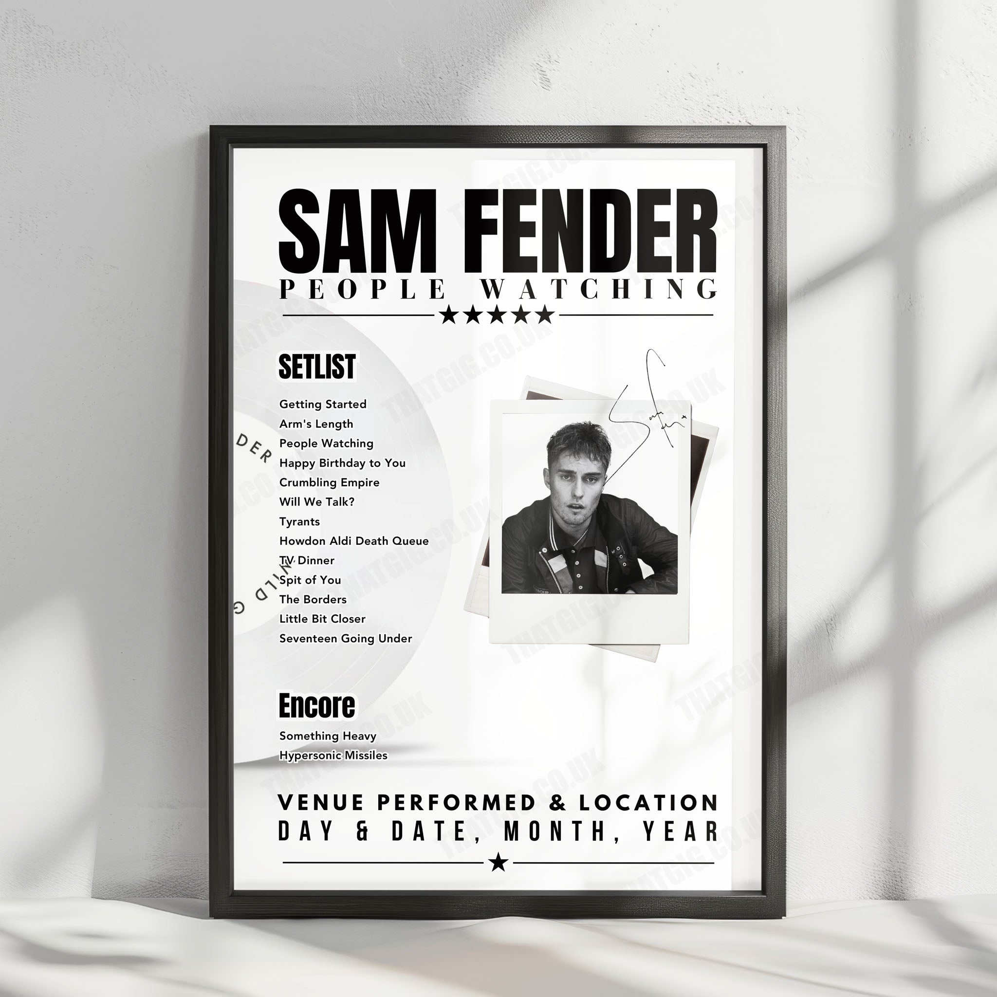 Sam Fender Setlist Poster - Zenith, Munich - March 12th, 2025