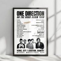 One Direction Setlist Poster - The SSE Hydro, Glasgow, Scotland - October 8th, 2015