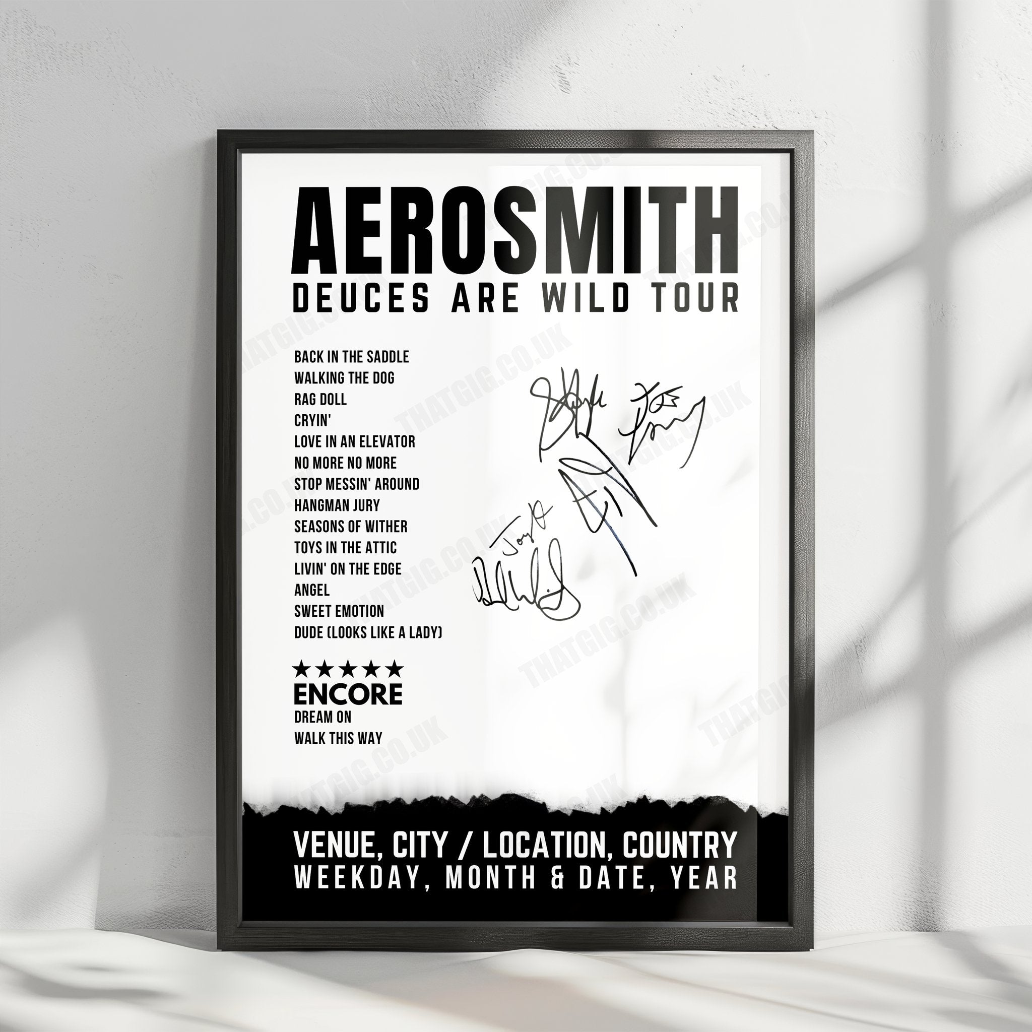 Aerosmith Setlist Poster - Park Theater at Park MGM, Las Vegas - February 8th, 2020