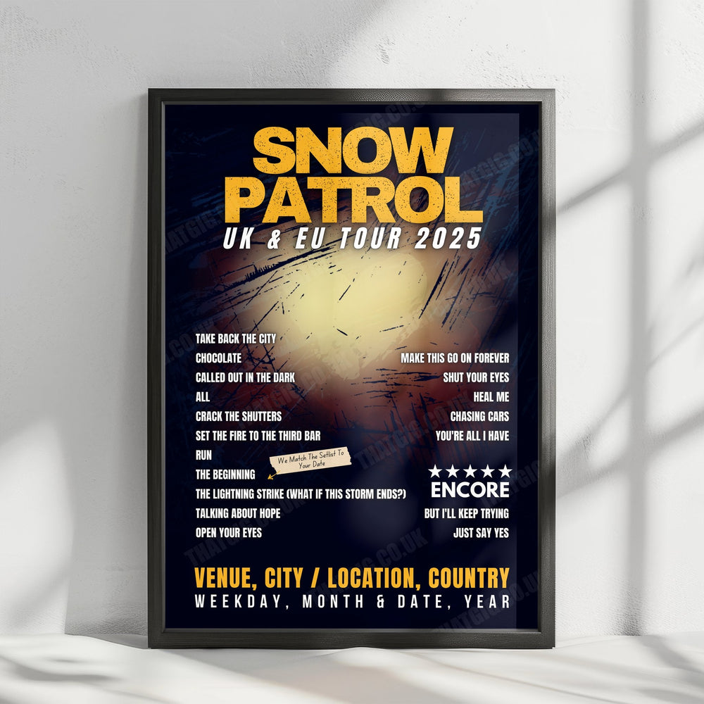 Snow Patrol Setlist Poster - Mitsubishi Electric Halle, Düsseldorf, Germany - February 7th, 2025