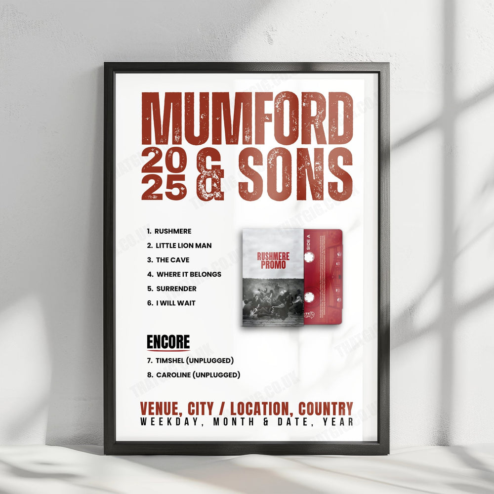 Mumford & Sons Setlist Poster - 3 Mills, London - March 3rd, 2025