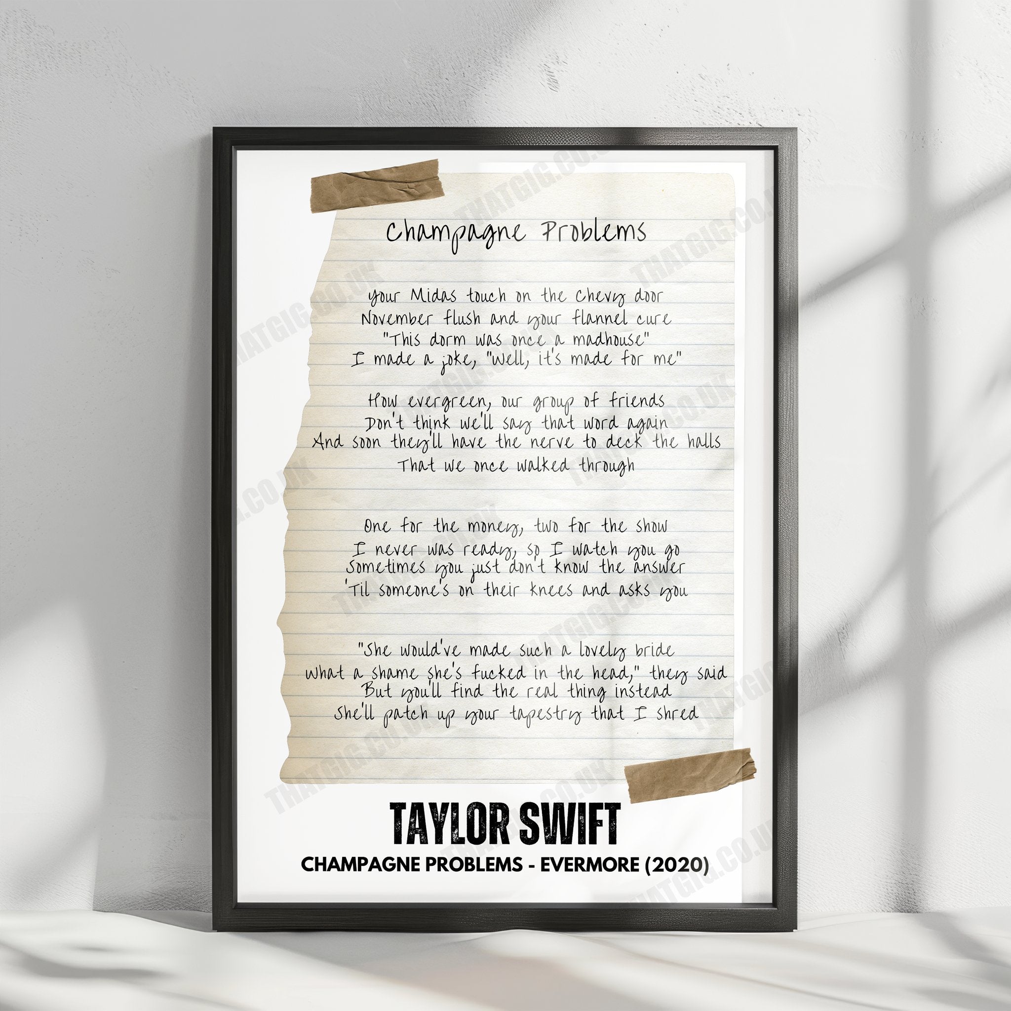 Taylor Swift "Champagne Problems" Lyric Poster