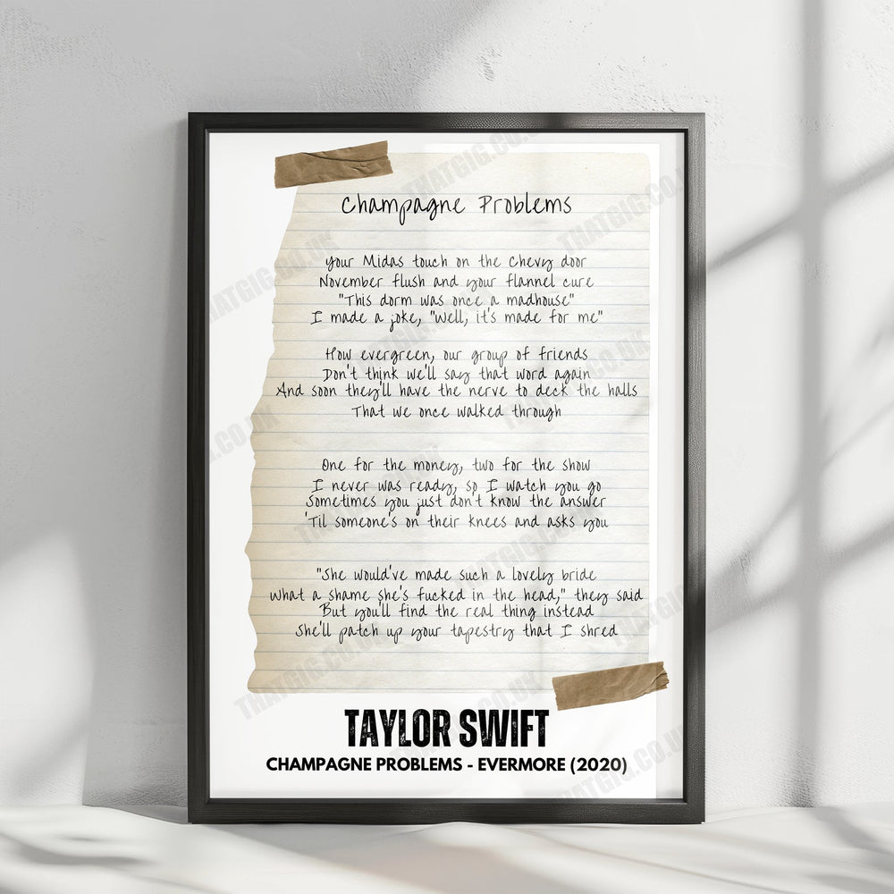 Taylor Swift "Champagne Problems" Lyric Poster