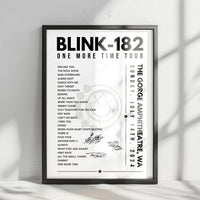 Blink-182 Setlist Poster - The Gorge Amphitheatre, George, USA - July 14th, 2024