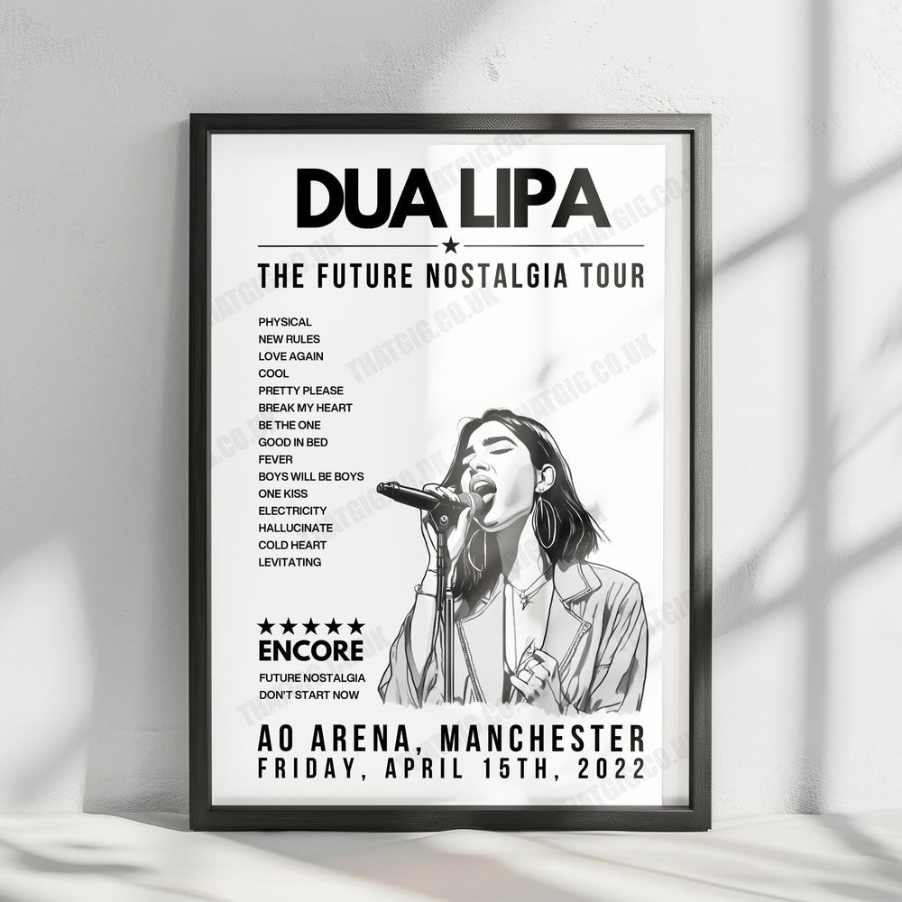 Dua Lipa Setlist Poster - AO Arena, Manchester - April 15th, 2022