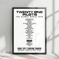 twenty one pilots Setlist Poster - Prudential Center, Newark - September 17th, 2024
