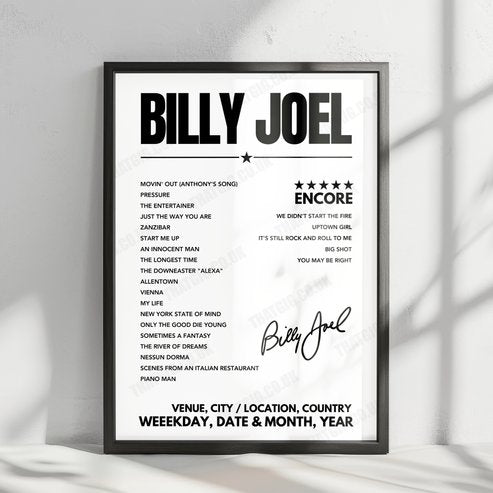Billy Joel Setlist Poster - Hard Rock Live - November 23rd, 2024