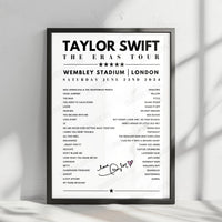Taylor Swift Setlist Poster - Wembley Stadium, London, June 22nd 2024
