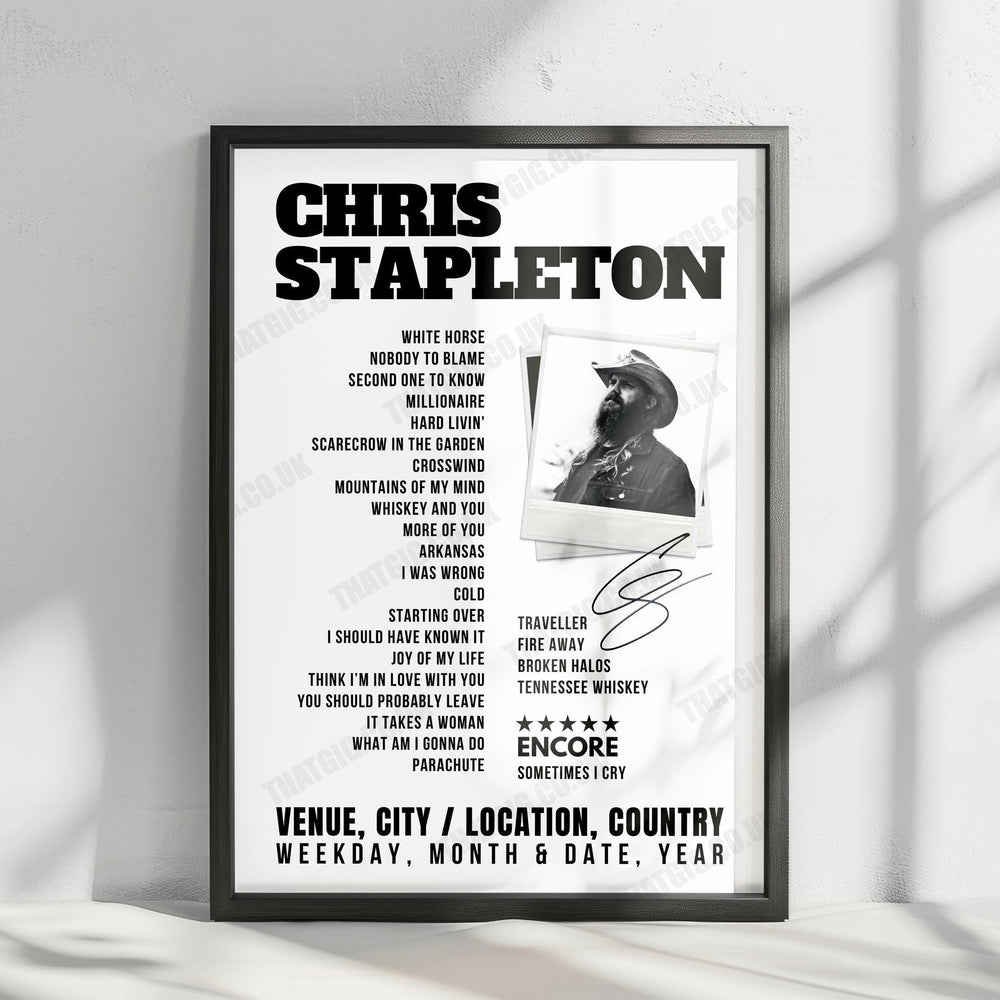 Chris Stapleton Setlist Poster - Rod Laver Arena, Melbourne - February 25th, 2025