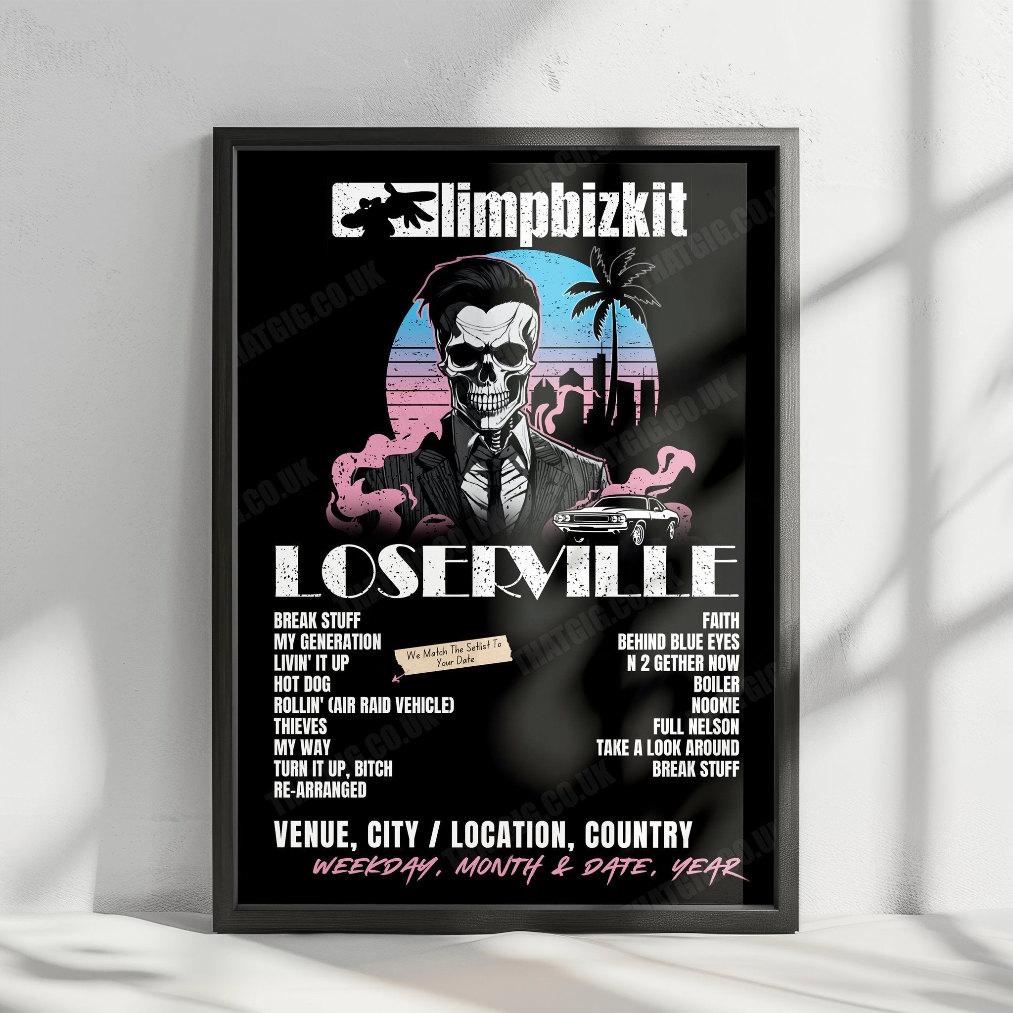 Limp Bizkit Setlist Poster - iTHINK Financial Amphitheatre, West Palm Beach, FL, USA - August 6th, 2024