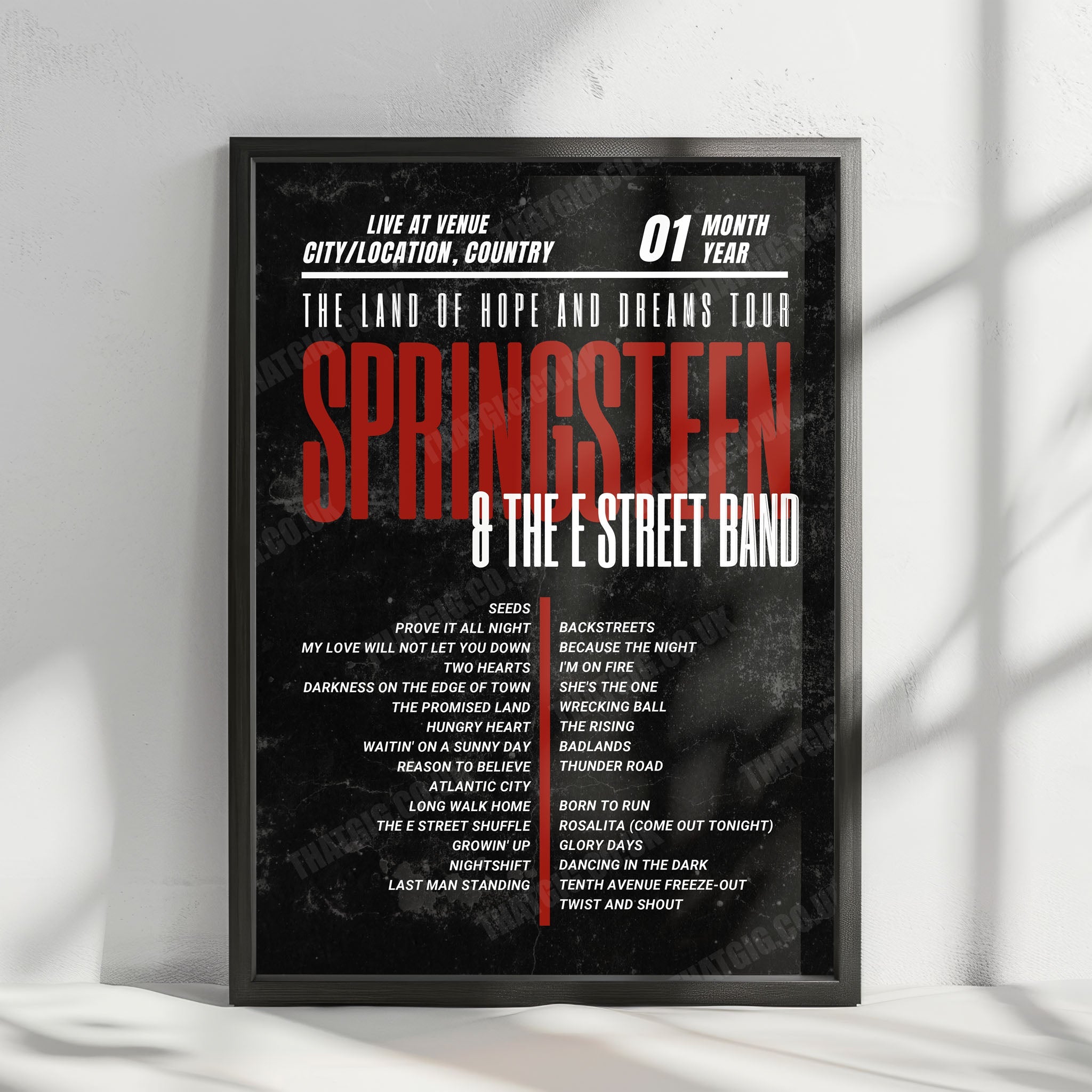 Bruce Springsteen Setlist Poster - Co-op Live, Manchester - May 17th, 2025