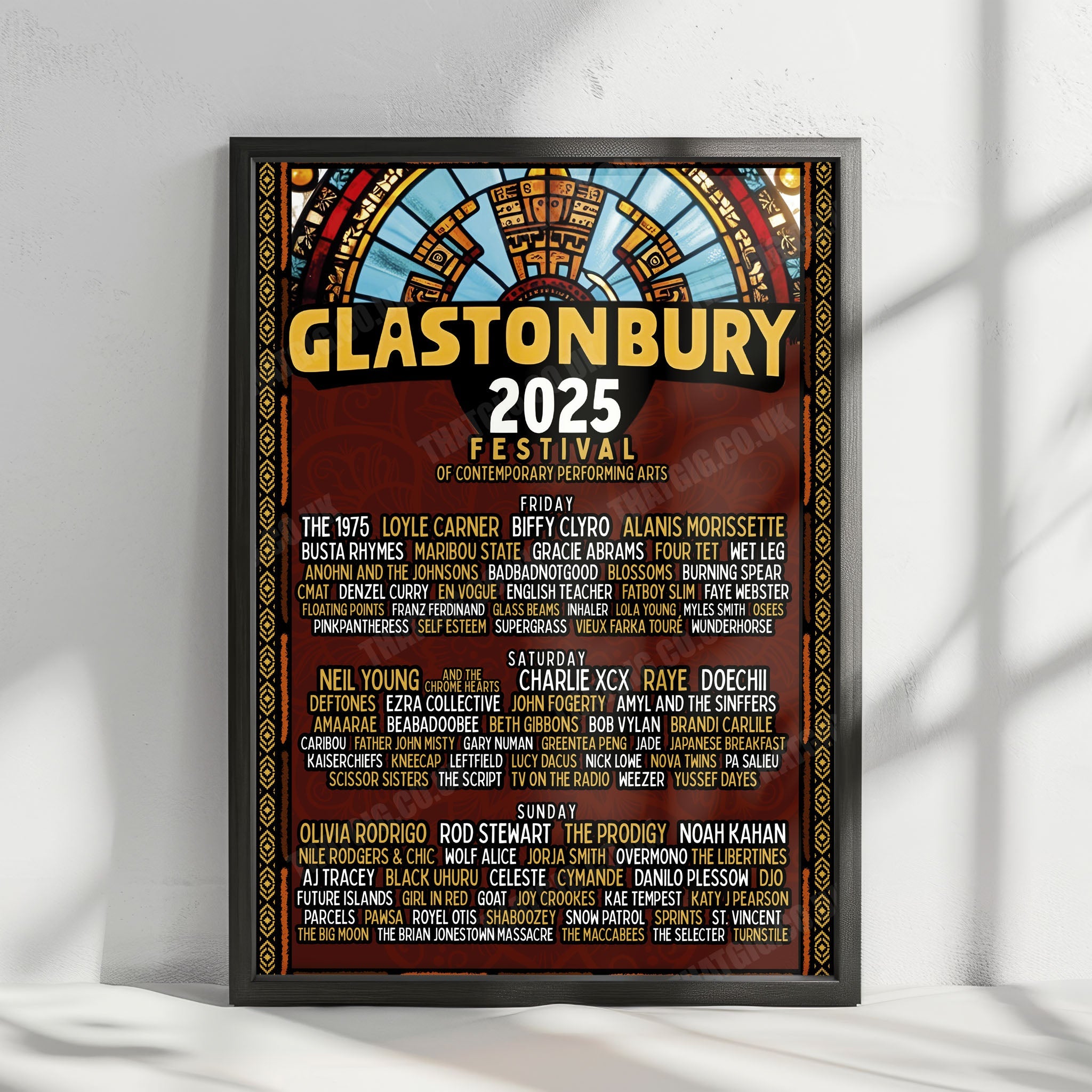 Glastonbury 2025 Line-up Poster - Worthy Farm, Pilton - June 27th–29th, 2025