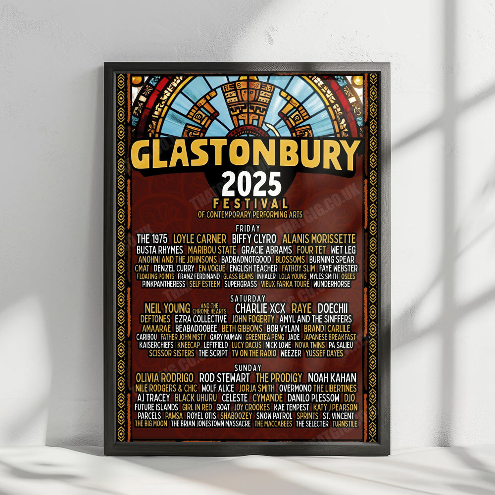 Glastonbury 2025 Line-up Poster - Worthy Farm, Pilton - June 27th–29th, 2025