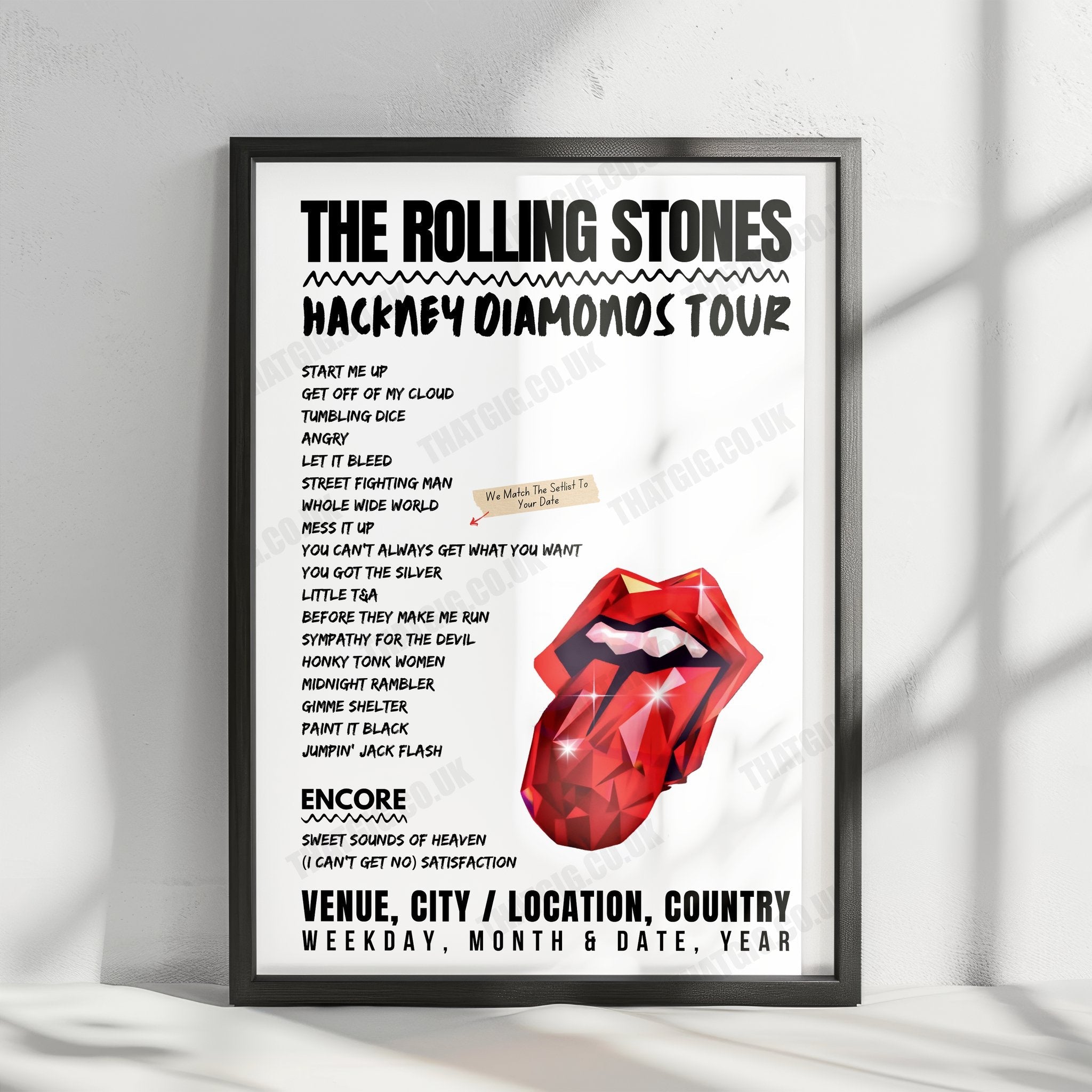 The Rolling Stones Setlist Poster – SoFi Stadium, Inglewood, CA, USA – July 13th, 2024