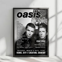 Oasis Setlist Poster - Wembley Stadium, London - September 28th, 2025