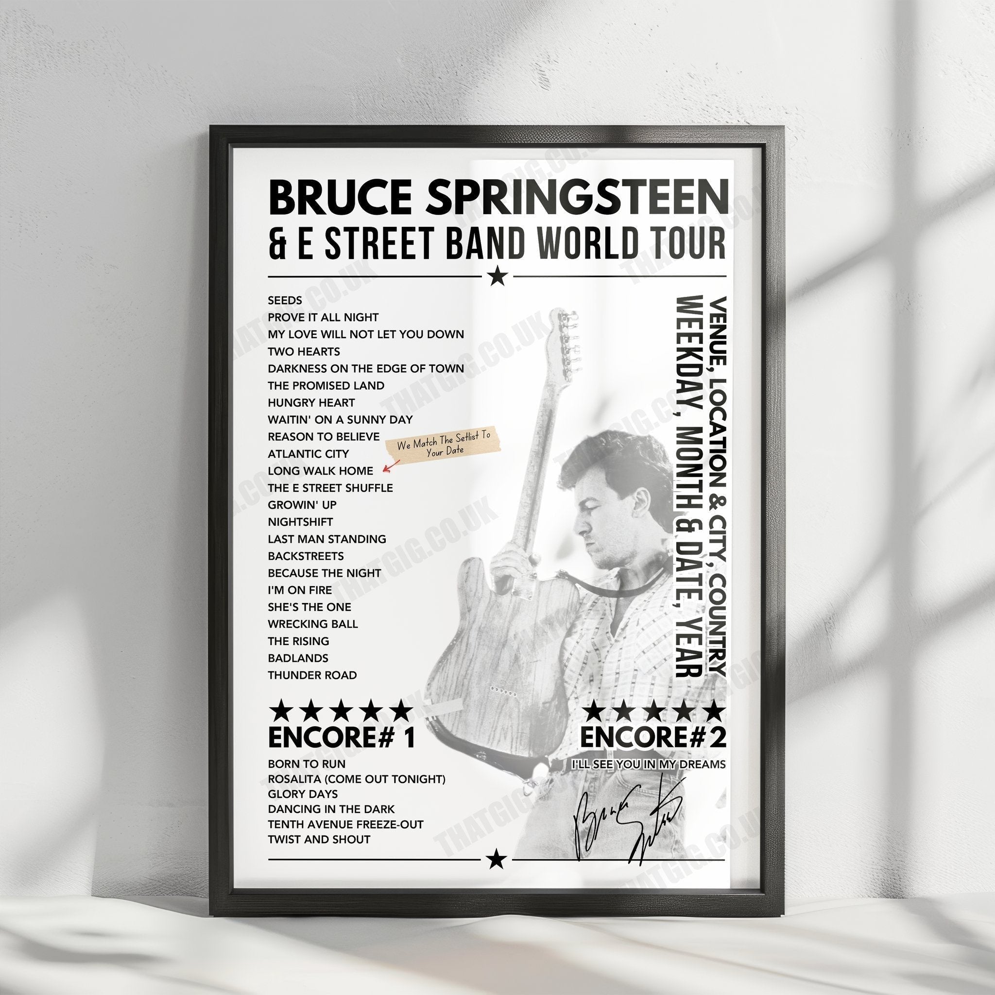 Bruce Springsteen Setlist Poster - Wembley Stadium - July 27th, 2024