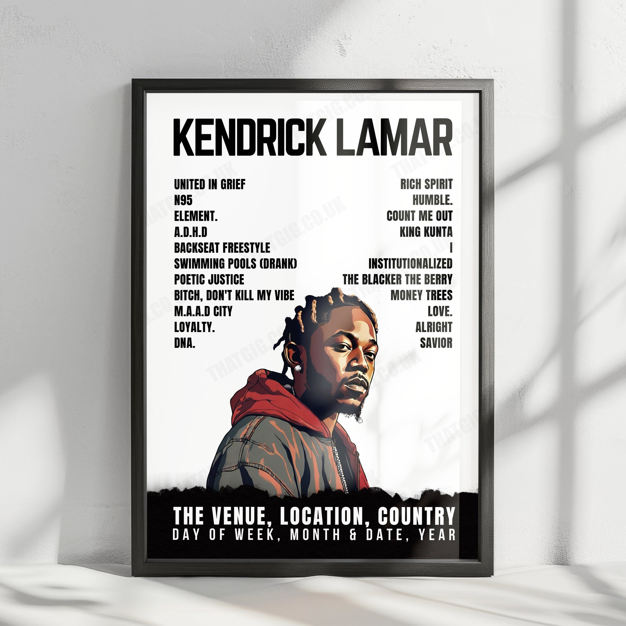 Kendrick Lamar Setlist Poster - Rod Laver Arena, Melbourne - December 5th, 2022