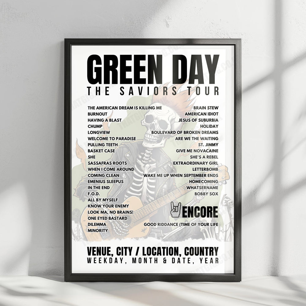 Green Day Setlist Poster - K-Arena Yokohama, Yokohama - February 26th, 2025