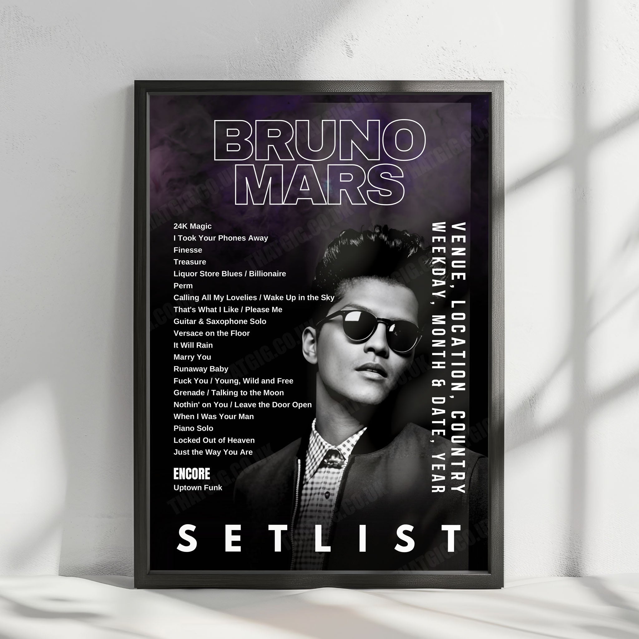 Bruno Mars Setlist Poster - Chatham Bars Inn, Chatham - September 18th, 2021